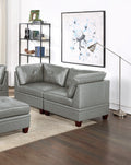 Contemporary Genuine Leather 1Pc Corner Wedge Grey Color Tufted Seat Living Room Furniture Grey Genuine Leather Primary Living Space Contemporary,Modern Genuine Leather 1 Seat