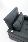 Futon Chair Bed Convertible Chair 3 In 1 Pull Out Sleeper Chair Beds With Usb Ports, Wear Resistant And Anti Scratch, Armchair Bed Sleeper For Living Room Black Leather Black Foam Leather 1 Seat