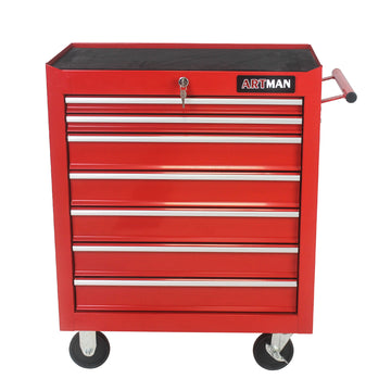 7 Drawers Multifunctional Tool Cart With Wheels Red Red Steel