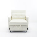 Futon Chair Bed Convertible Chair 3 In 1 Pull Out Sleeper Chair Beds With Usb Ports,Wear Resistant And Anti Scratch, Armchair Bed Sleeper For Living Room White Leather White Foam Leather 1 Seat