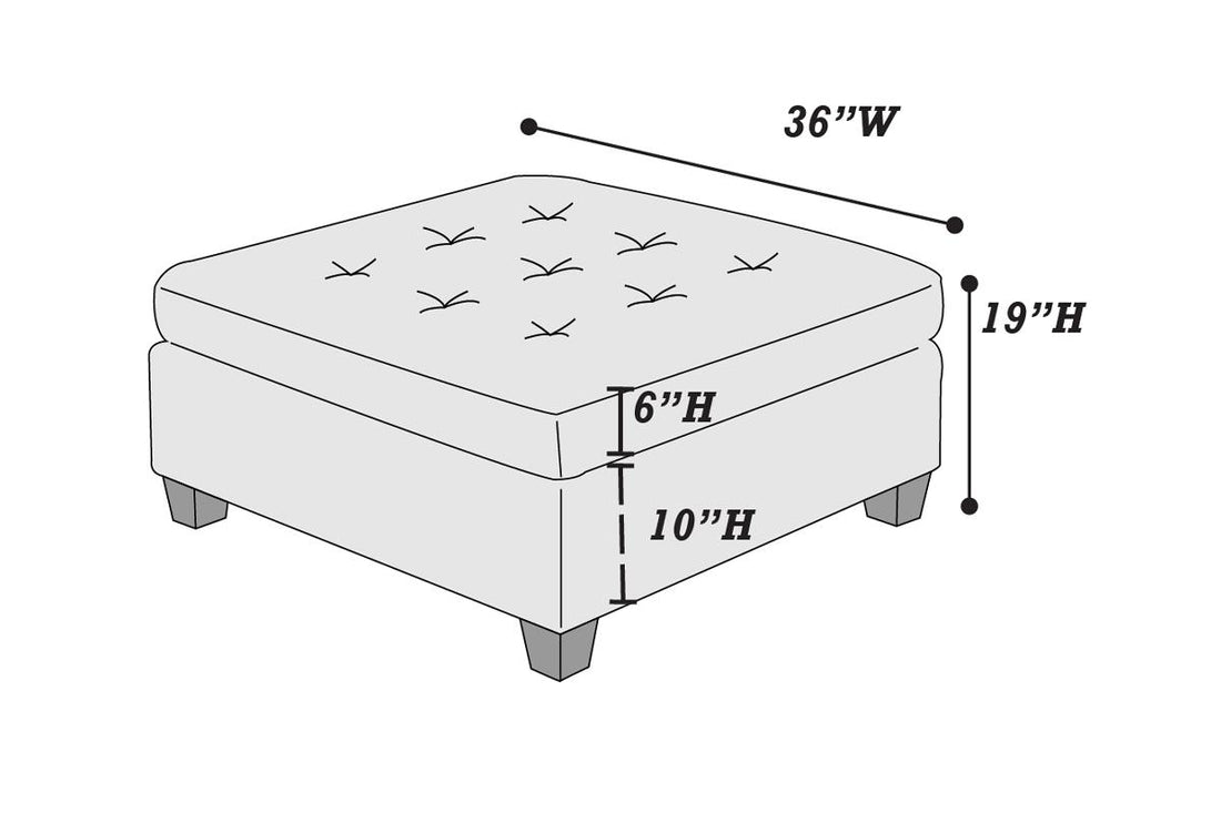 Living Room Furniture Tufted Cocktail Ottoman Antique Grey 1Pc Cushion Ottoman Seat Wooden Legs Grey Primary Living Space Contemporary,Modern Faux Leather