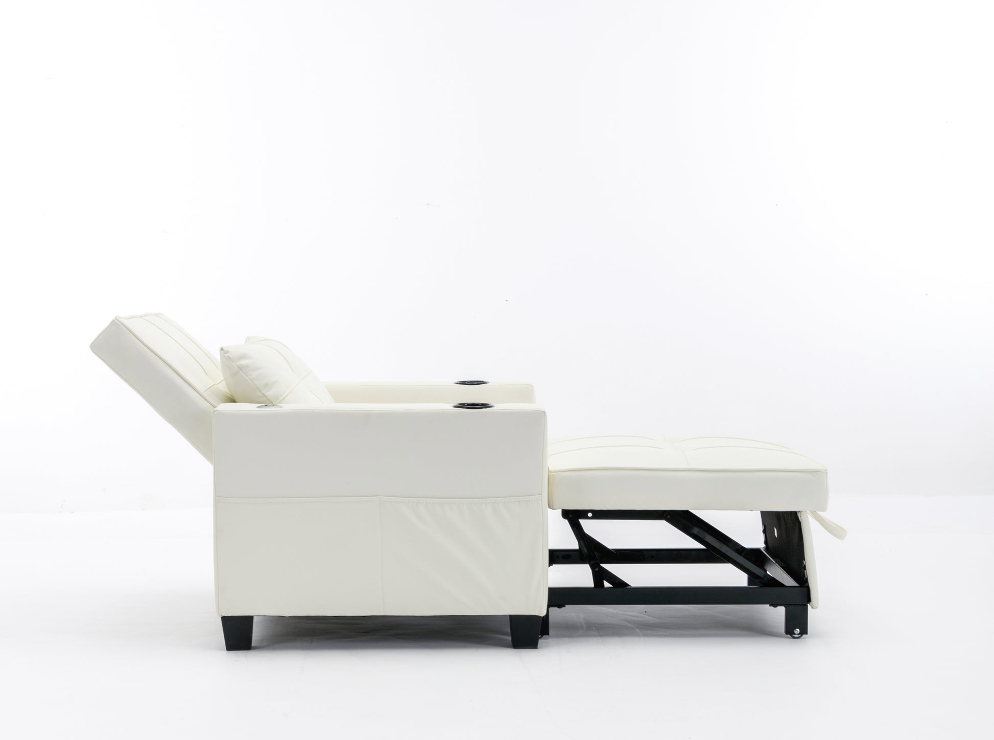 Futon Chair Bed Convertible Chair 3 In 1 Pull Out Sleeper Chair Beds With Usb Ports,Wear Resistant And Anti Scratch, Armchair Bed Sleeper For Living Room White Leather White Foam Leather 1 Seat