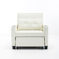 Futon Chair Bed Convertible Chair 3 In 1 Pull Out Sleeper Chair Beds With Usb Ports,Wear Resistant And Anti Scratch, Armchair Bed Sleeper For Living Room White Leather White Foam Leather 1 Seat