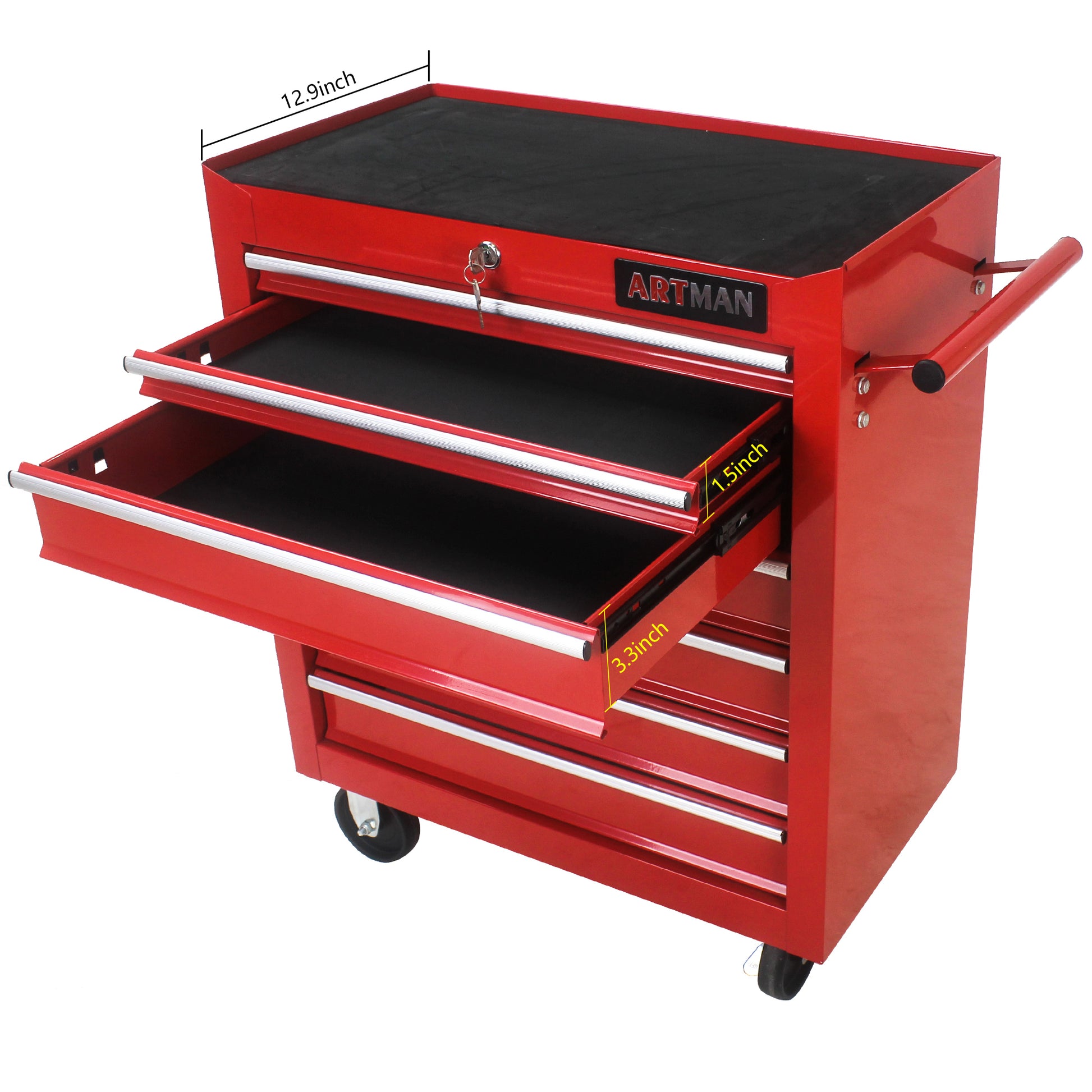 7 Drawers Multifunctional Tool Cart With Wheels Red Red Steel