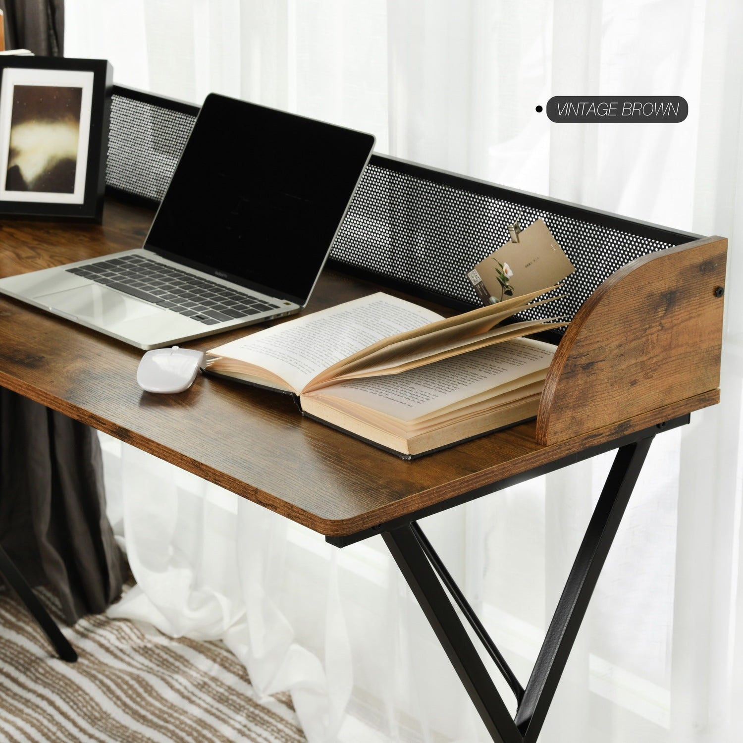 47.2" L Rectangular Computer Desk, Writing Desk full black-office-poplar-rectangular-mdf-metal & wood