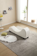 Factory Direct Yoga Chaise Lounge Collection For Stretching & Relaxation Modern Faux Leather Curved Sofa, Modern Faux Leather Curved Sofa, Living Room Bedroom Accent White Primary Living Space American Design,Luxury Plywood Pvc