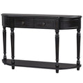 Retro Circular Curved Design Console Table With Open Style Shelf Solid Wooden Frame And Legs Two Top Drawers Espresso, Old Sku: Wf298768Aab Espresso Solid Wood