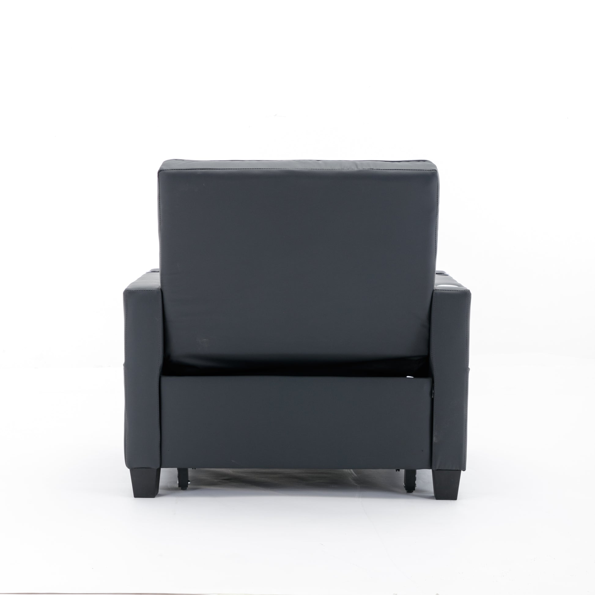 Futon Chair Bed Convertible Chair 3 In 1 Pull Out Sleeper Chair Beds With Usb Ports, Wear Resistant And Anti Scratch, Armchair Bed Sleeper For Living Room Black Leather Black Foam Leather 1 Seat