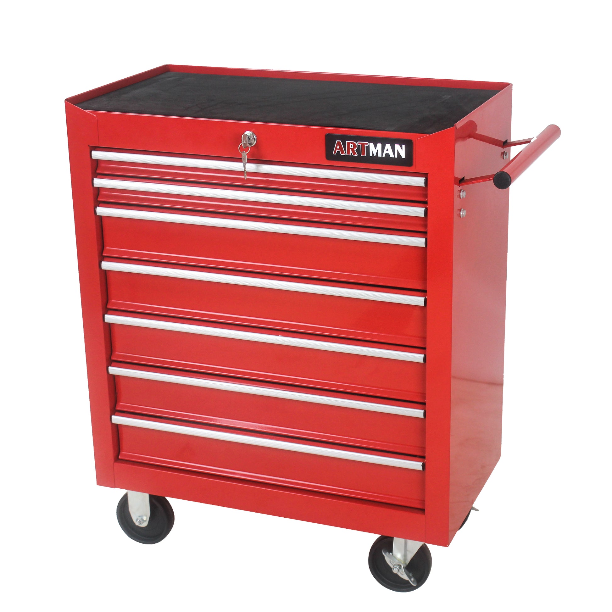 7 DRAWERS MULTIFUNCTIONAL TOOL CART WITH WHEELS RED red-steel