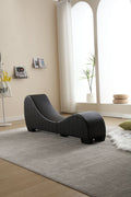Factory Direct Yoga Chaise Lounge Collection For Stretching & Relaxation Modern Faux Leather Curved Sofa, Modern Faux Leather Curved Sofa, Living Room Bedroom Accent Black American Design Plywood Pvc