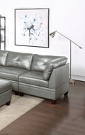 Contemporary Genuine Leather 1Pc Corner Wedge Grey Color Tufted Seat Living Room Furniture Grey Genuine Leather Primary Living Space Contemporary,Modern Genuine Leather 1 Seat