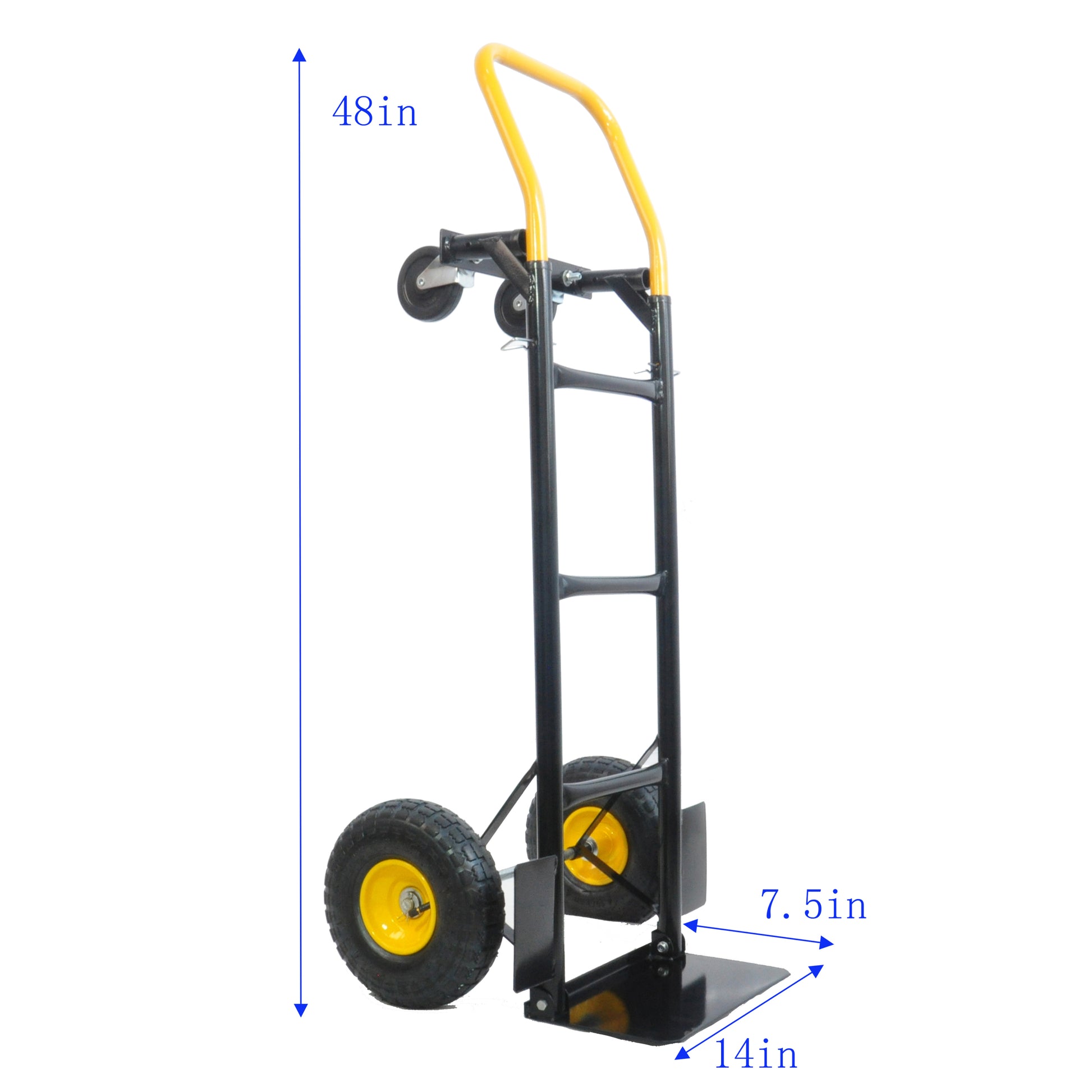 HT1006BK YL Hand Truck Dual Purpose 2 Wheel Dolly Cart black-metal