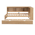 Twin Size Daybed With Trundle, Storage Cabinets And Usb Ports, Wood Color Box Spring Not Required Twin White Wood Solid Wood Mdf