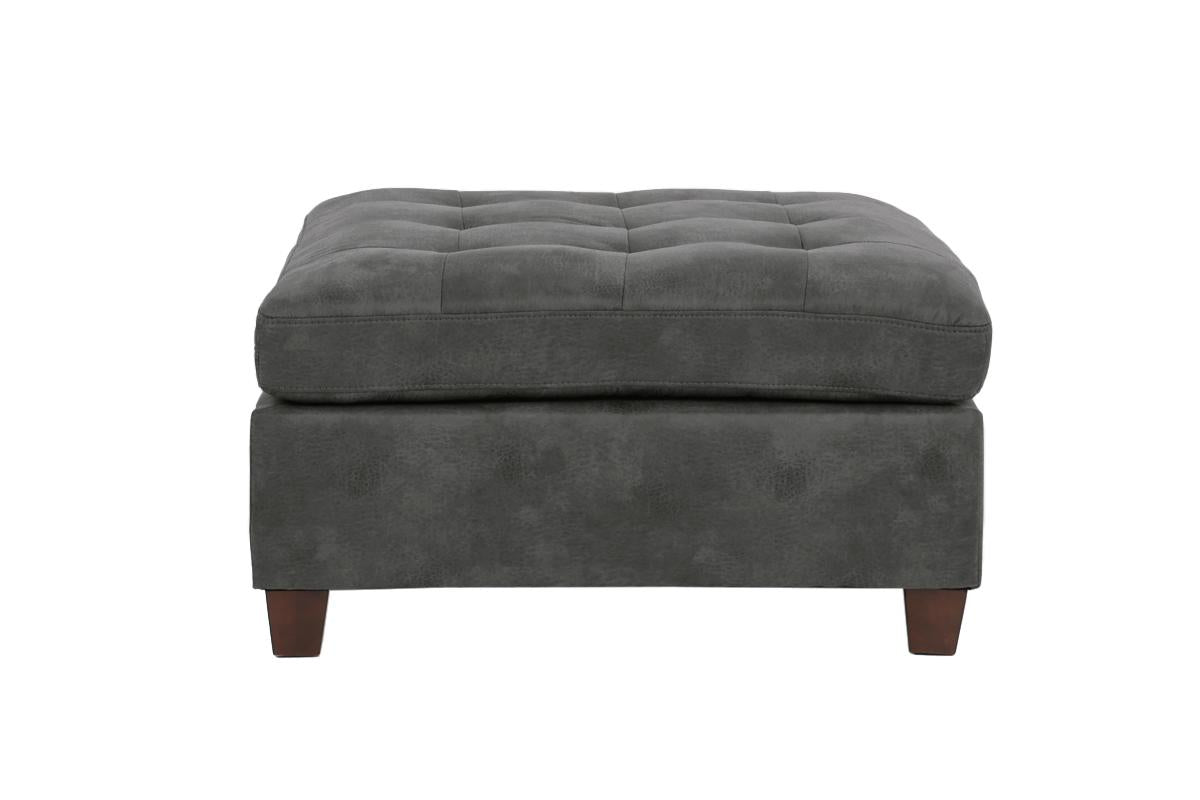 Living Room Furniture Tufted Cocktail Ottoman Antique Grey 1Pc Cushion Ottoman Seat Wooden Legs Grey Primary Living Space Contemporary,Modern Faux Leather