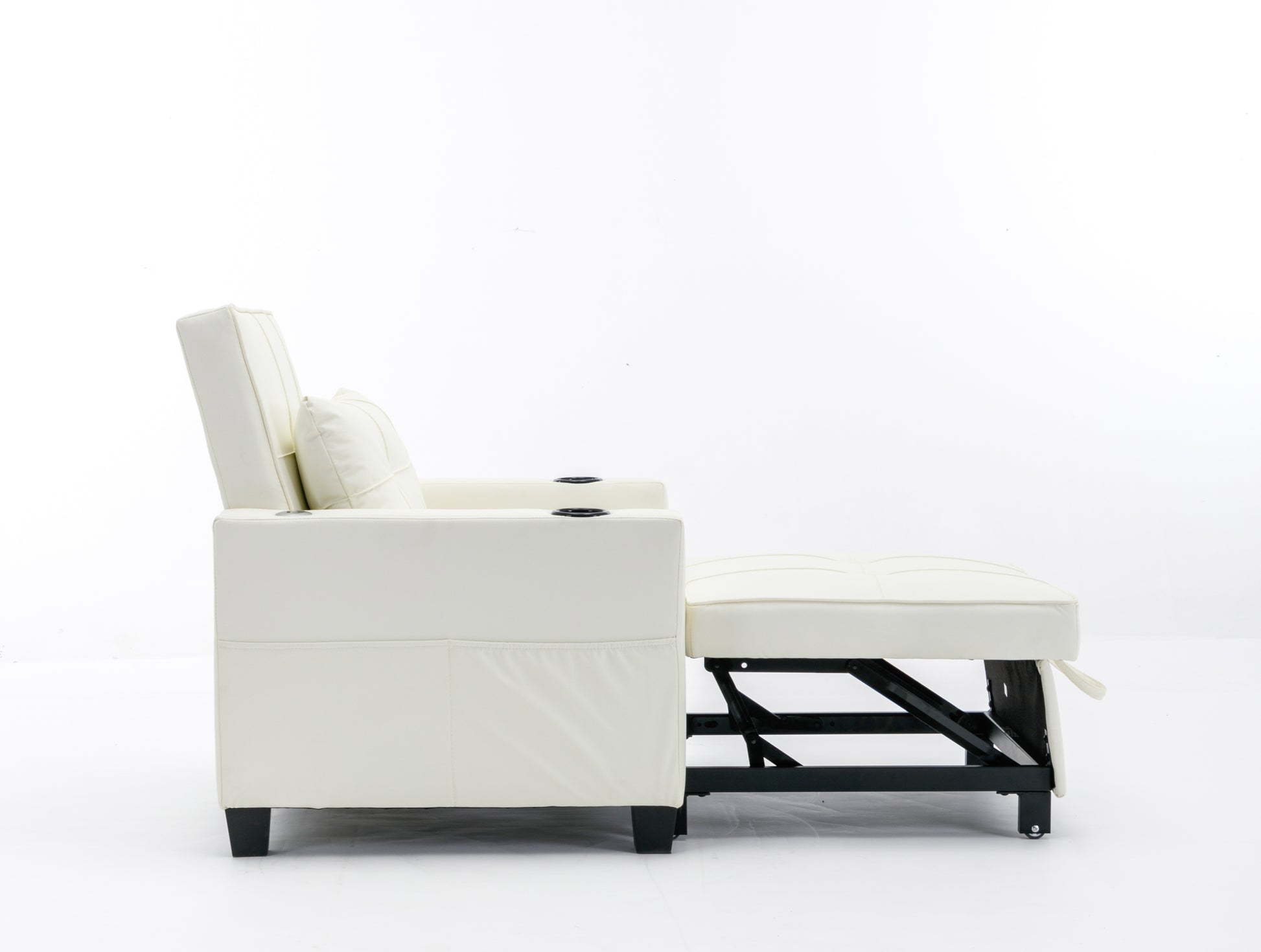 Futon Chair Bed Convertible Chair 3 In 1 Pull Out Sleeper Chair Beds With Usb Ports,Wear Resistant And Anti Scratch, Armchair Bed Sleeper For Living Room White Leather White Foam Leather 1 Seat