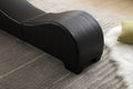 Factory Direct Yoga Chaise Lounge Collection For Stretching & Relaxation Modern Faux Leather Curved Sofa, Modern Faux Leather Curved Sofa, Living Room Bedroom Accent Black American Design Plywood Pvc