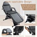 Massage Salon Tattoo Chair With Two Trays Esthetician Bed With Hydraulic Stool,Multi Purpose 3 Section Facial Bed Table, Adjustable Beauty Barber Spa Beauty Equipment, Black Black Metal