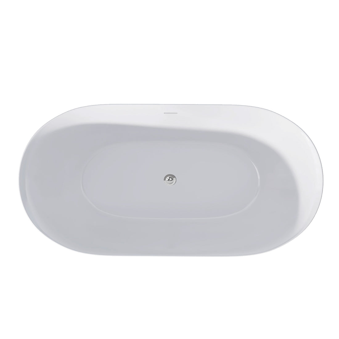 59" Acrylic Free Standing Tub Modern Oval Shape Soaking Tub Adjustable Freestanding Bathtub With Integrated Slotted Overflow And Chrome Pop Up Drain Anti Clogging Gloss White Gloss White Oval Bathroom Freestanding Tubs Polished 59 61 In Modern Soaking