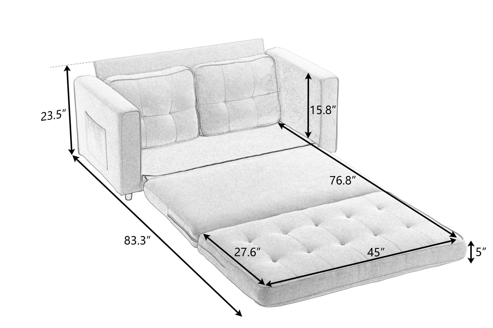 3 Fold Sofa,Convertible Futon Couch sleeper beige-velvet-wood-primary living