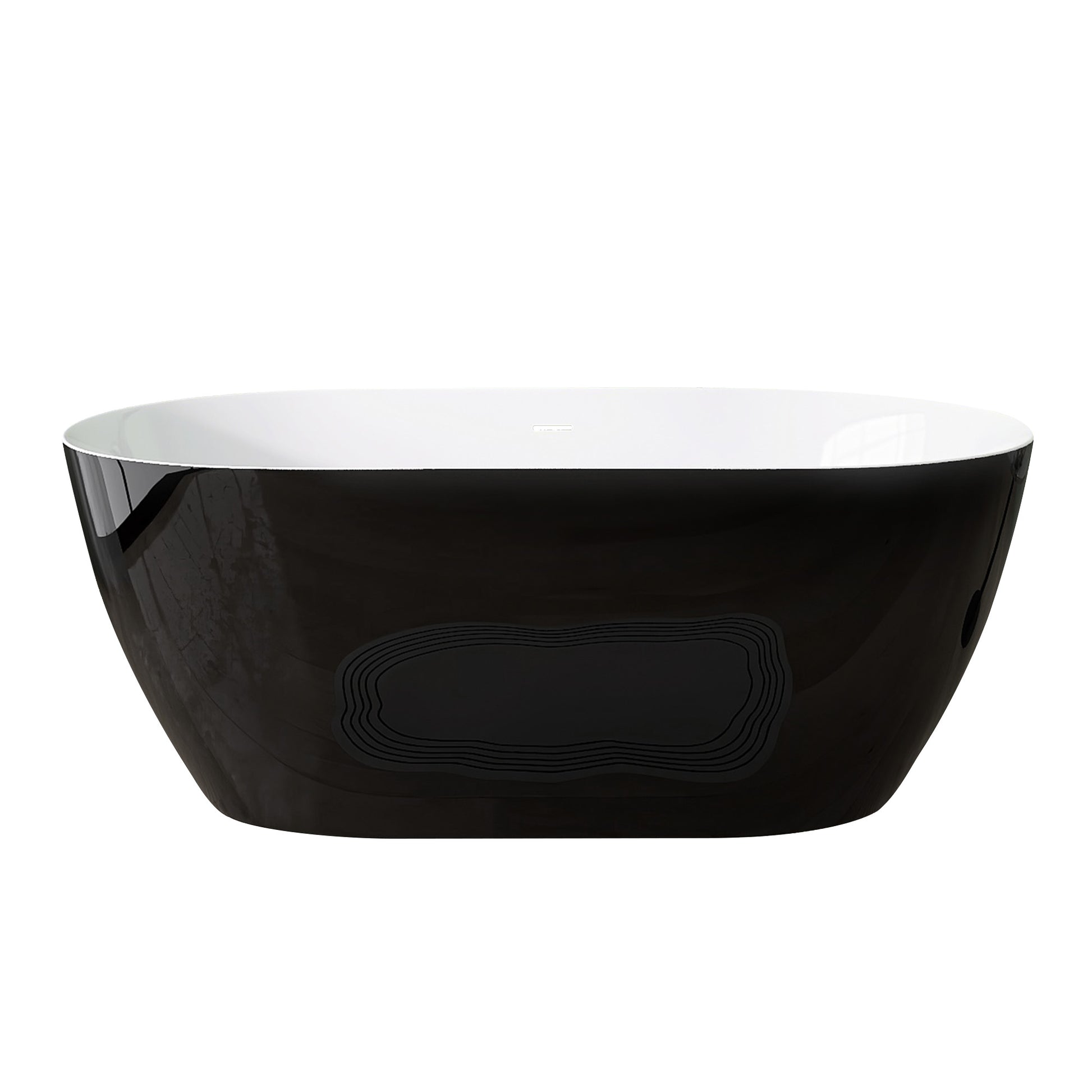 59" Acrylic Free Standing Tub Classic Oval Shape Soaking Tub Adjustable Freestanding Bathtub With Integrated Slotted Overflow And Chrome Pop Up Drain Anti Clogging Gloss Black Black White Oval Bathroom Freestanding Tubs Polished 59 61 In Modern Soaking