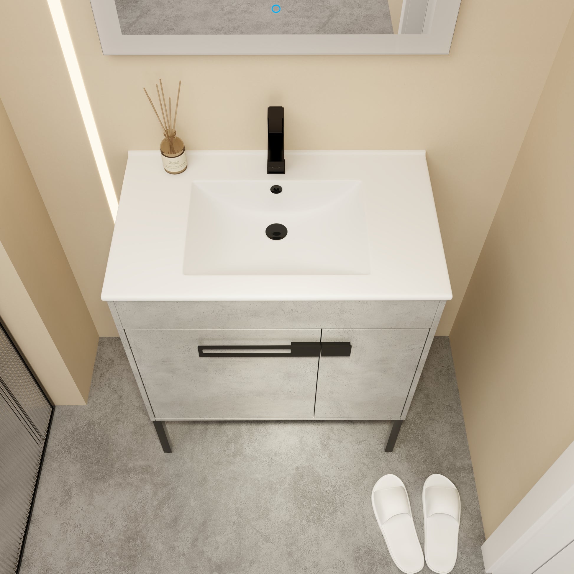 30 Inch Bathroom Vanity With Sink, Freestanding Bathroom Vanity Or Floating Is Optional Conversion 00330Cg 1 Bl9075B Kd Packing Cement Grey 2 Bathroom Freestanding Modern Plywood