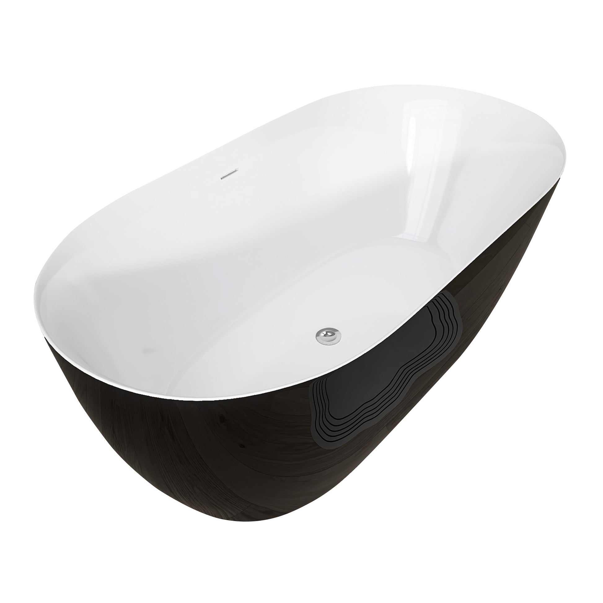 59" Acrylic Free Standing Tub Classic Oval Shape Soaking Tub Adjustable Freestanding Bathtub With Integrated Slotted Overflow And Chrome Pop Up Drain Anti Clogging Gloss Black Black White Oval Bathroom Freestanding Tubs Polished 59 61 In Modern Soaking