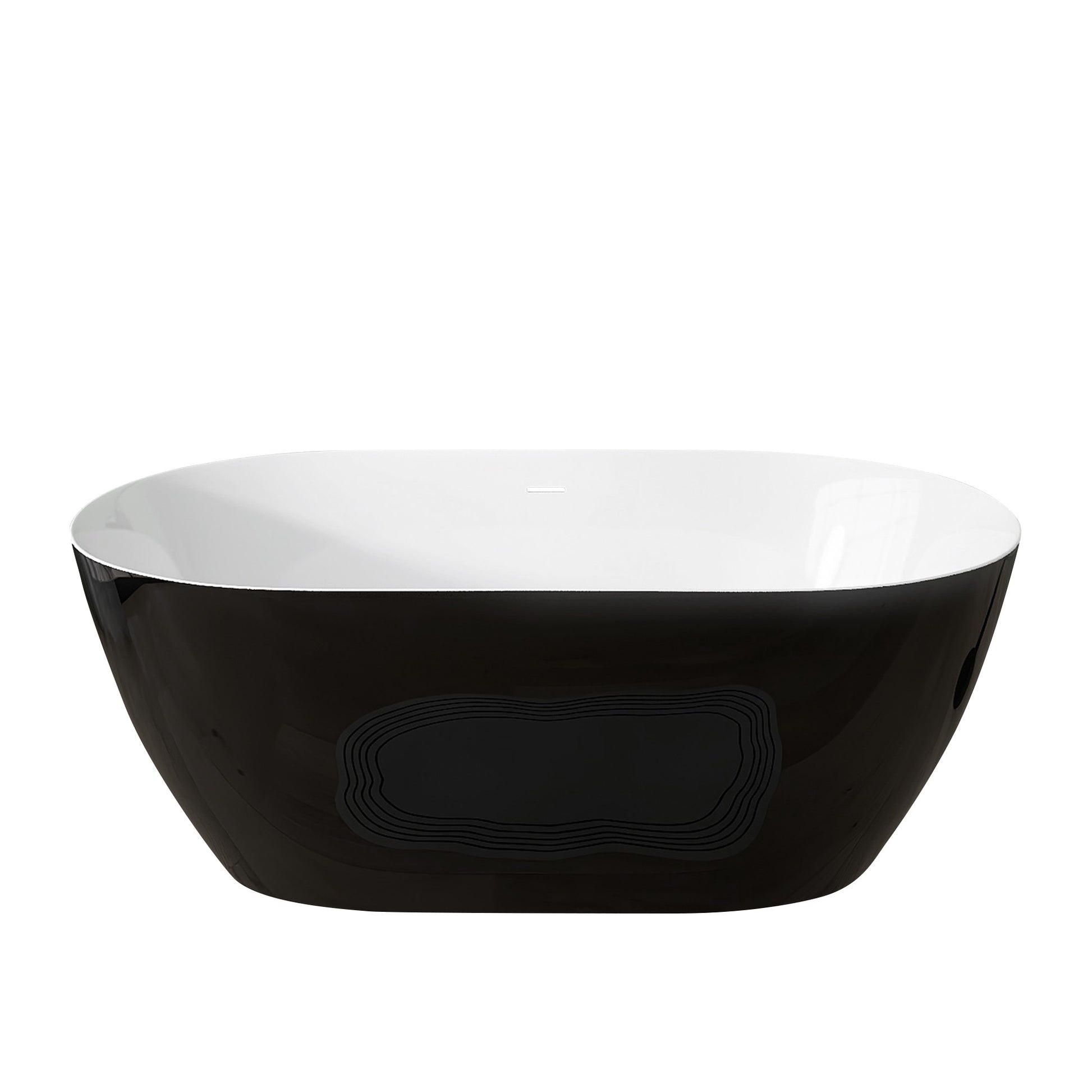 59" Acrylic Free Standing Tub Classic Oval Shape Soaking Tub Adjustable Freestanding Bathtub With Integrated Slotted Overflow And Chrome Pop Up Drain Anti Clogging Gloss Black Black White Oval Bathroom Freestanding Tubs Polished 59 61 In Modern Soaking