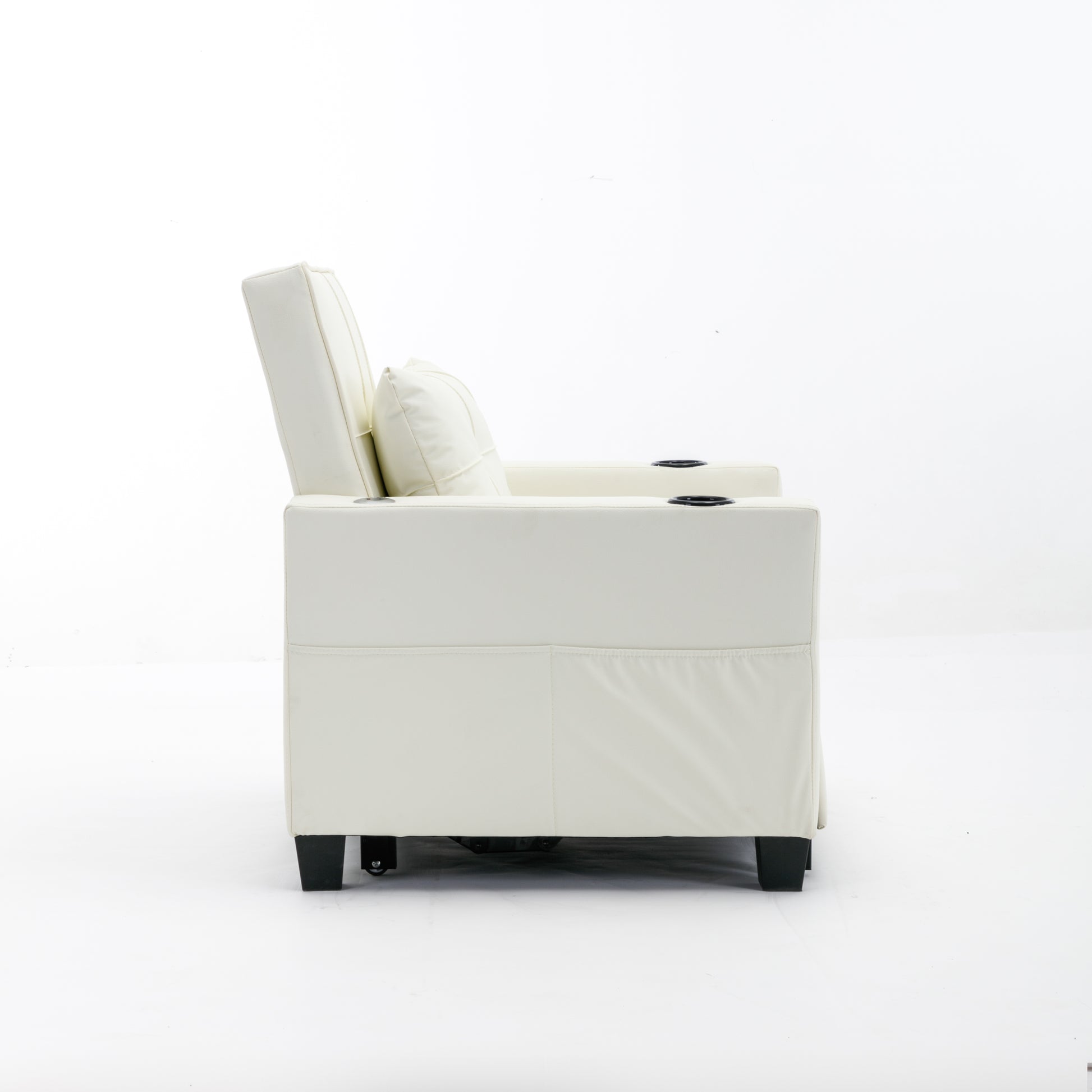 Futon Chair Bed Convertible Chair 3 In 1 Pull Out Sleeper Chair Beds With Usb Ports,Wear Resistant And Anti Scratch, Armchair Bed Sleeper For Living Room White Leather White Foam Leather 1 Seat