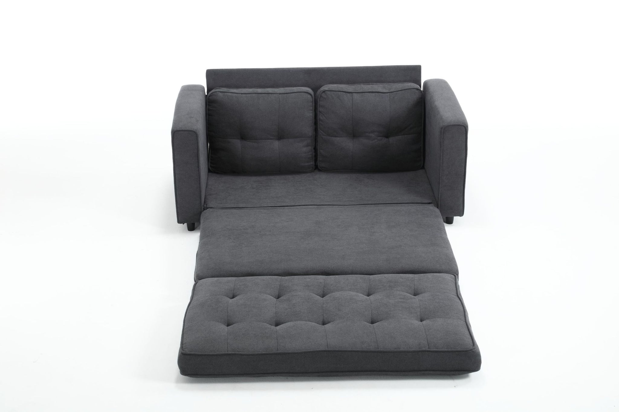 3 Fold Sofa,Convertible Futon Couch sleeper dark gray-velvet