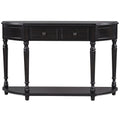 Retro Circular Curved Design Console Table With Open Style Shelf Solid Wooden Frame And Legs Two Top Drawers Espresso, Old Sku: Wf298768Aab Espresso Solid Wood