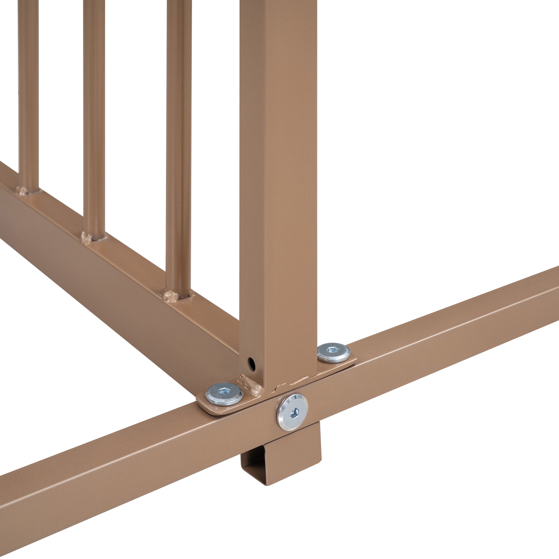 Metal Twin Size House Platform Beds, Two Shared Beds, Gold Box Spring Not Required Twin Gold Metal Bedroom Metal