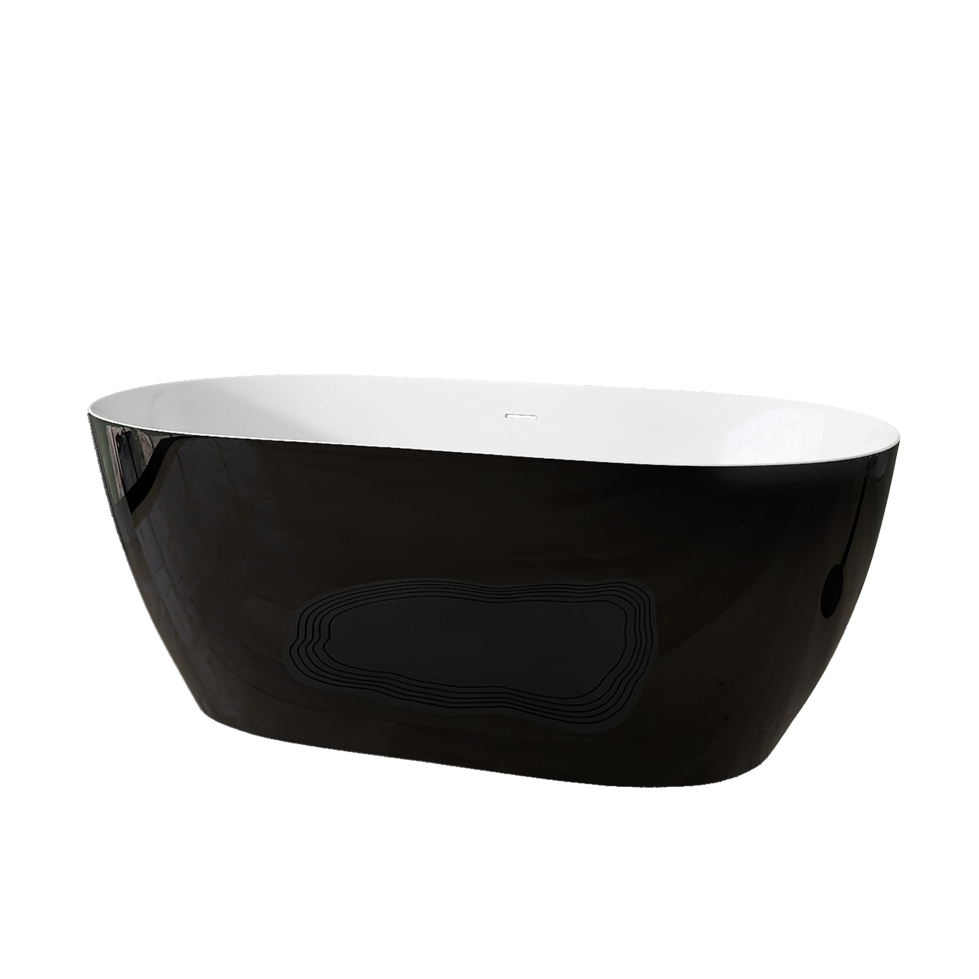 59" Acrylic Free Standing Tub Classic Oval Shape Soaking Tub Adjustable Freestanding Bathtub With Integrated Slotted Overflow And Chrome Pop Up Drain Anti Clogging Gloss Black Black White Oval Bathroom Freestanding Tubs Polished 59 61 In Modern Soaking