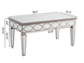 Elegant Shiny Silver Mirror Coffee Table, Cocktail Table 39.5 