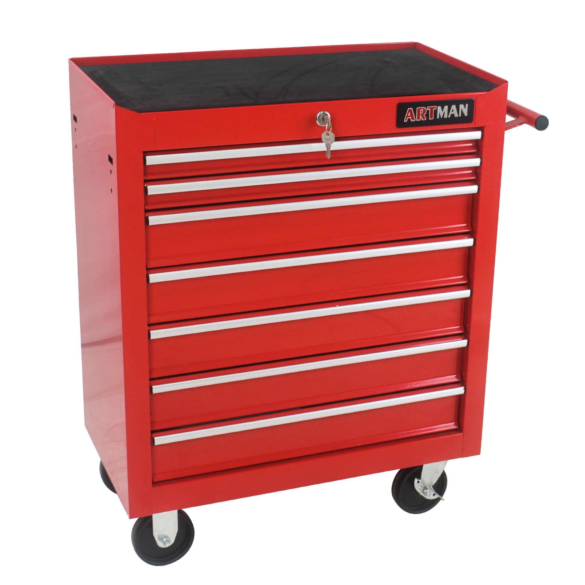 7 DRAWERS MULTIFUNCTIONAL TOOL CART WITH WHEELS RED red-steel
