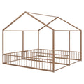 Metal Twin Size House Platform Beds, Two Shared Beds, Gold Box Spring Not Required Twin Gold Metal Bedroom Metal