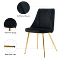 Modern Simple Velvet Dining Black Chair Home Bedroom Stool Back Dressing Chair Student Desk Chair Gold Metal Legs Set Of 4 Metal Black Velvet