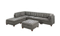 Living Room Furniture Antique Grey Modular Sectional 7Pc Set Tufted Couch 2X Corner Wedge 3X Armless Chairs And 2X Ottoman L Shaped Antique Gray Wood Primary Living Space Tufted Back Contemporary,Modern,Transitional Modular Faux Leather 7 Seat