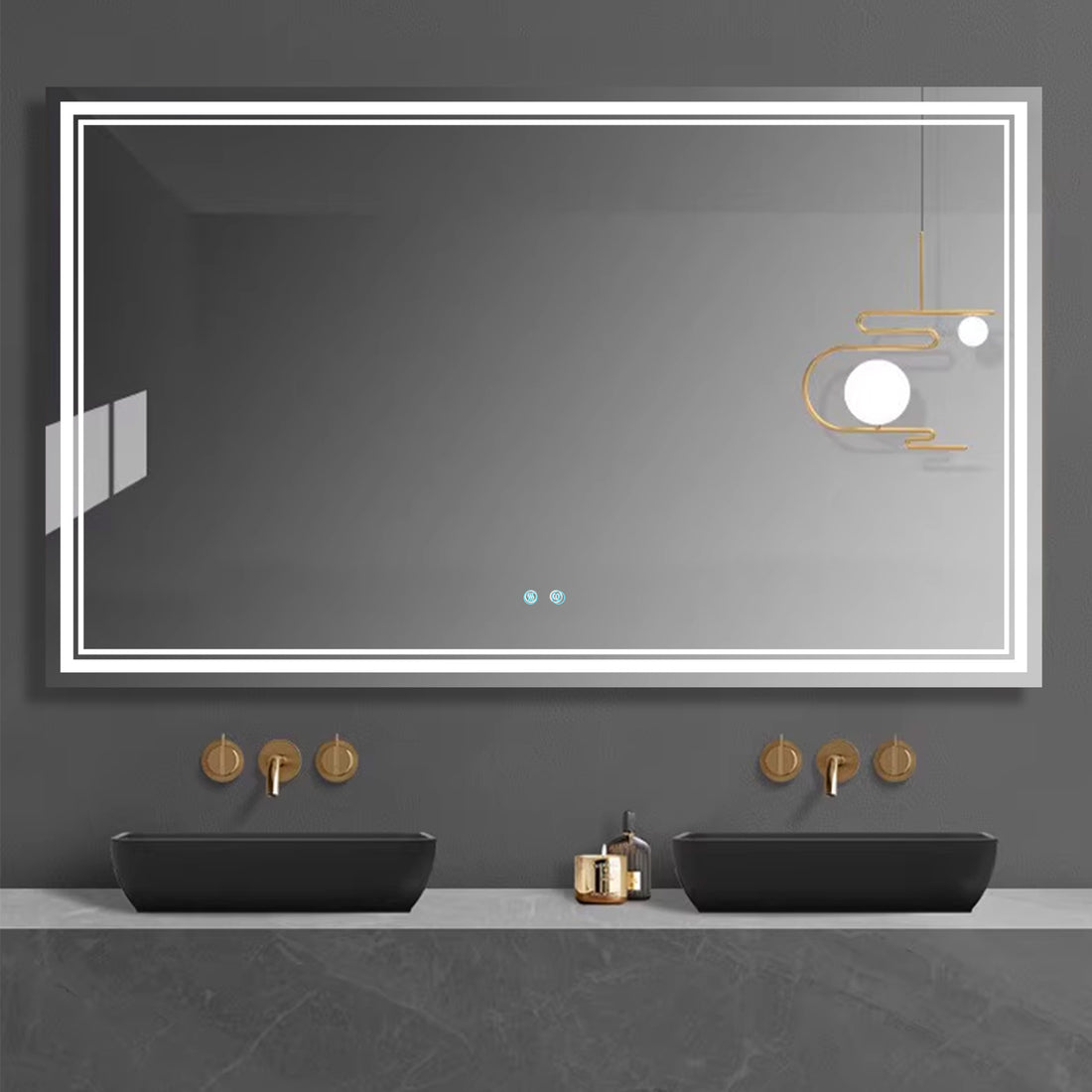 60 X 36 Led Mirror For Bathroom, Led Vanity Mirror, Adjustable 3 Color, Dimmable Vanity Mirror With Lights, Anti Fog, Touch Control Wall Mounted Bathroom Mirror,Vertical Natural Modern Glass