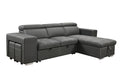 105 Inch Reversible Sectional Sofa With Storage Chaise And 2 Stools, With Adjustable Headrest, Sleeper Contemporary Corner Sectional With Pull Out Sleeper And Chaisecharcoal Grey Gray Microfiber Wood Primary Living Space Soft Pillow Back Modern