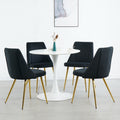 Modern Simple Velvet Dining Black Chair Home Bedroom Stool Back Dressing Chair Student Desk Chair Gold Metal Legs Set Of 4 Metal Black Velvet
