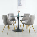 Modern Simple Light Luxury Dining Grey Chair Home Bedroom Stool Back Dressing Chair Student Desk Chair Gold Metal Legs Set Of 4 Metal Grey Velvet