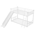 Metal Bunk Bed With Slide, Twin Over Twin, White Box Spring Not Required White Metal Bedroom Metal