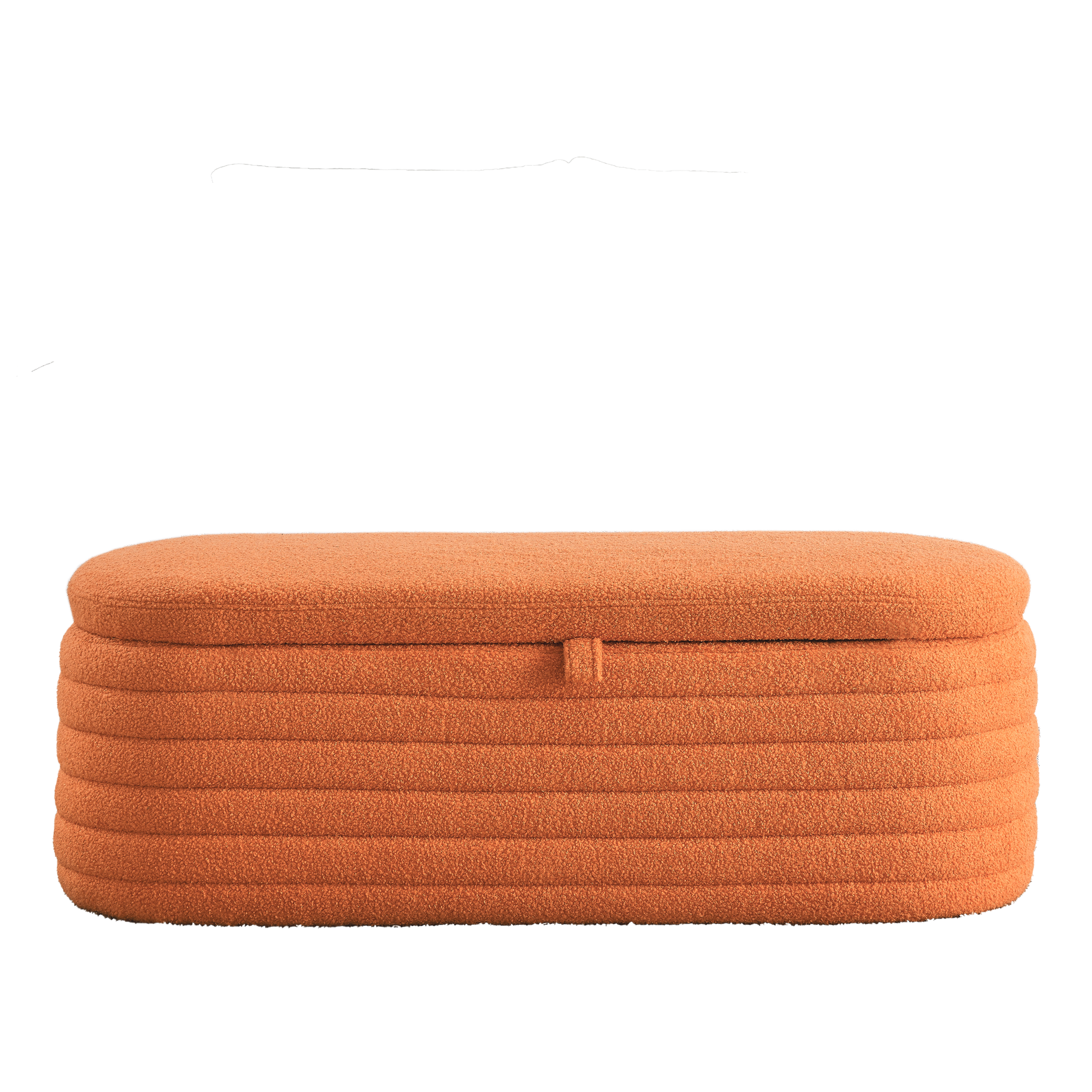 Video Welike Length 45.5 Inchesstorage Ottoman Bench Upholstered Fabric Storage Bench End Of Bed Stool With Safety Hinge For Bedroom, Living Room, Entryway, Orange Teddy. Orange Foam Fabric