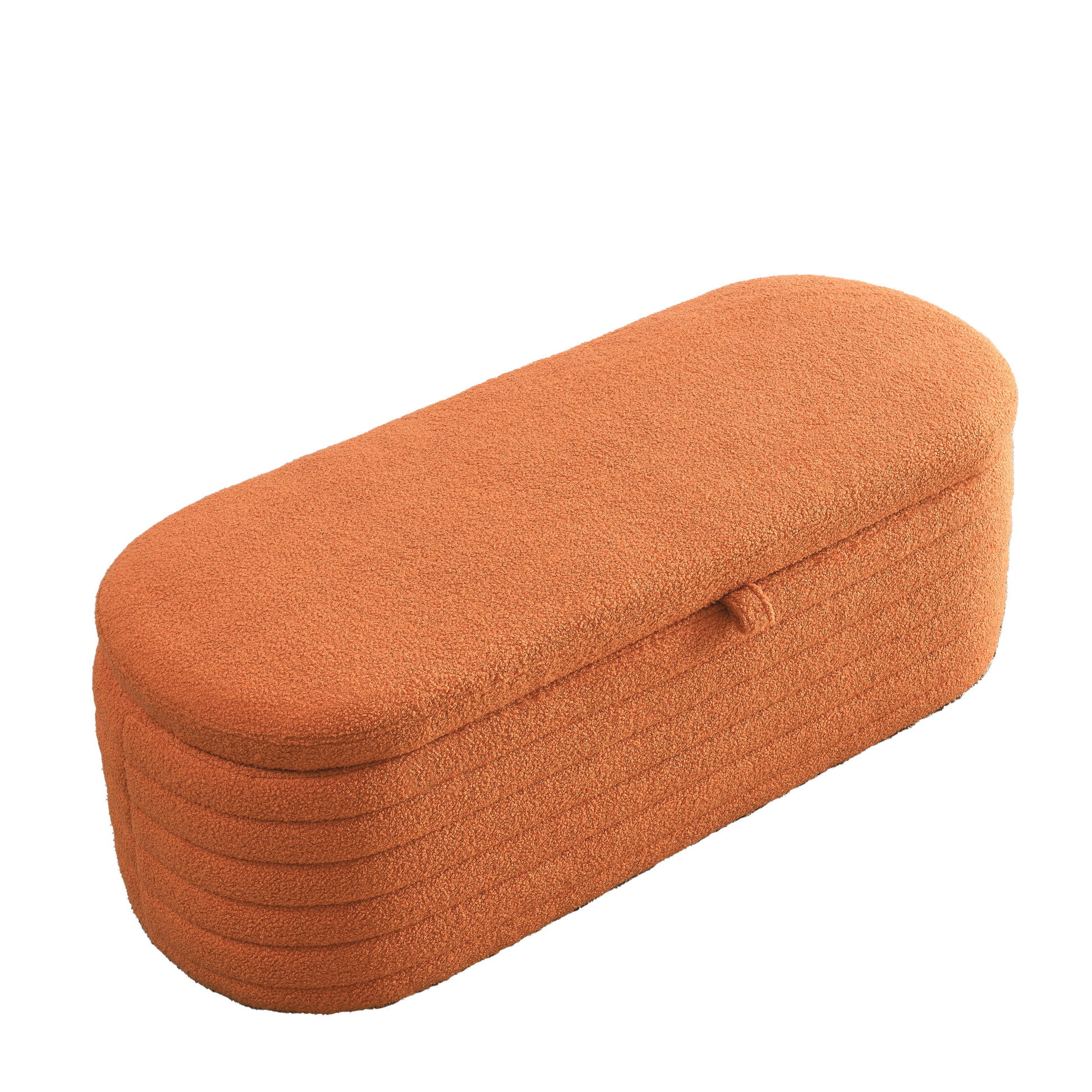 Video Welike Length 45.5 Inchesstorage Ottoman Bench Upholstered Fabric Storage Bench End Of Bed Stool With Safety Hinge For Bedroom, Living Room, Entryway, Orange Teddy. Orange Foam Fabric