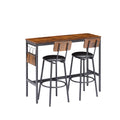 Bar Table Set With Wine Bottle Storage Rack. Rustic Brown,47.24'' L X 15.75'' W X 35.43'' H. Rustic Brown Particle Board