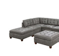 Living Room Furniture Antique Grey Modular Sectional 7Pc Set Tufted Couch 2X Corner Wedge 3X Armless Chairs And 2X Ottoman L Shaped Antique Gray Wood Primary Living Space Tufted Back Contemporary,Modern,Transitional Modular Faux Leather 7 Seat