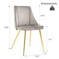 Modern Simple Light Luxury Dining Grey Chair Home Bedroom Stool Back Dressing Chair Student Desk Chair Gold Metal Legs Set Of 4 Metal Grey Velvet