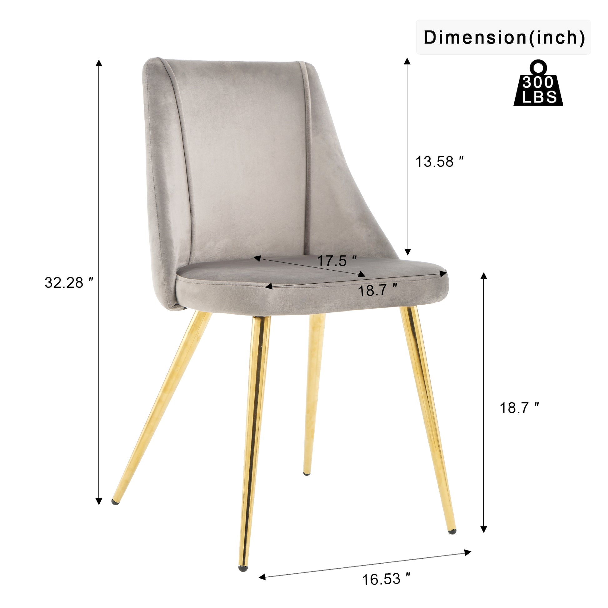 Modern Simple Light Luxury Dining Grey Chair Home Bedroom Stool Back Dressing Chair Student Desk Chair Gold Metal Legs Set Of 4 Metal Grey Velvet