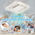 21Inch Modern Leafless Ceiling Fan With Remote Control Removable And Washable, Reversible Motor White Modern Crystal