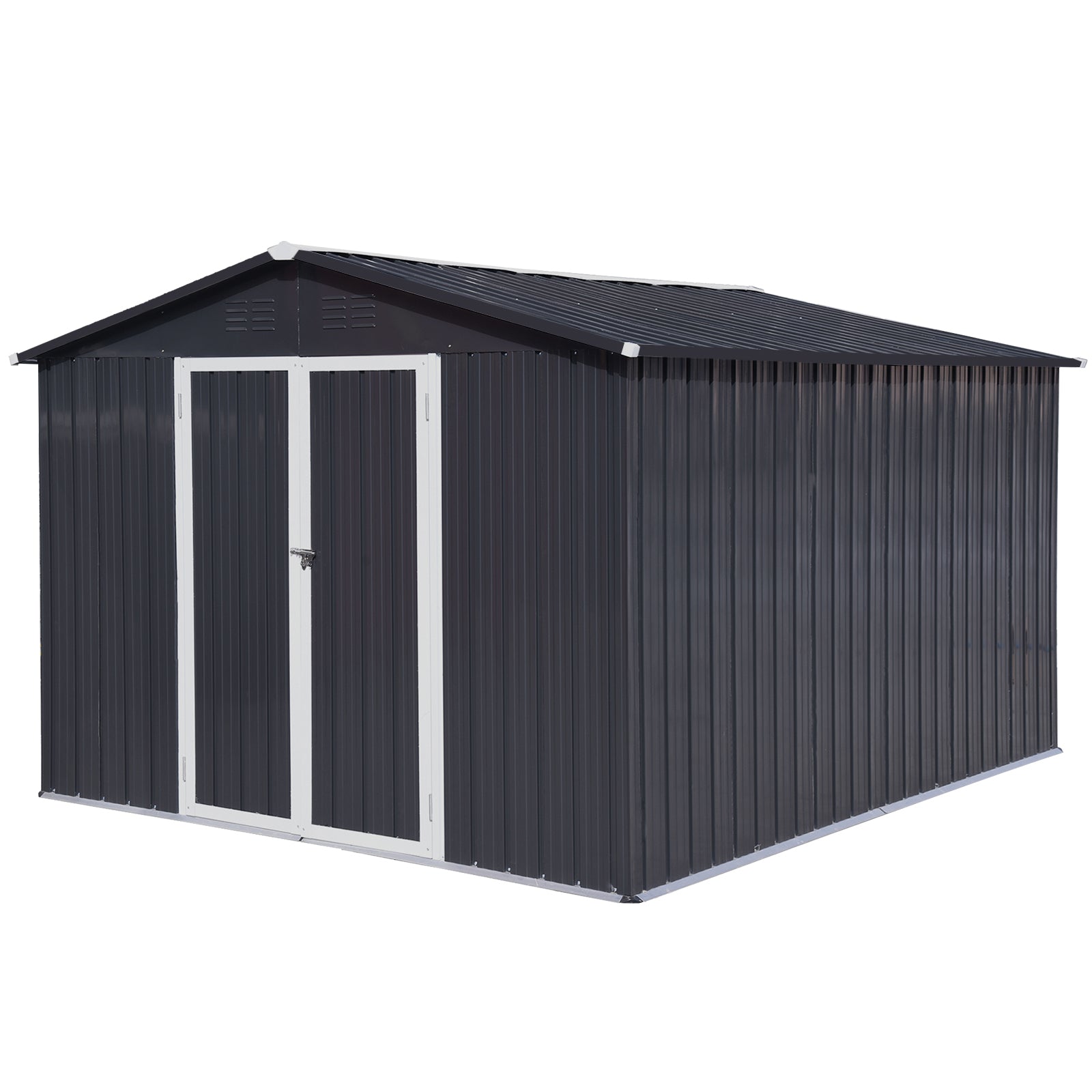 Metal Garden Sheds 6Ftx8Ft Outdoor Dark Grey Dark Grey Metal